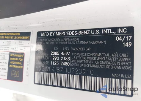 2017 Mercedes-Benz C 300 from USA, damaged, VIN 55SWF4JB7HU223910